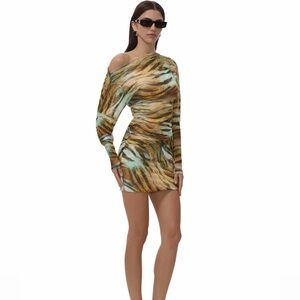 AFRM Mara Dress Citron Tiger Mini Dress Size XXS